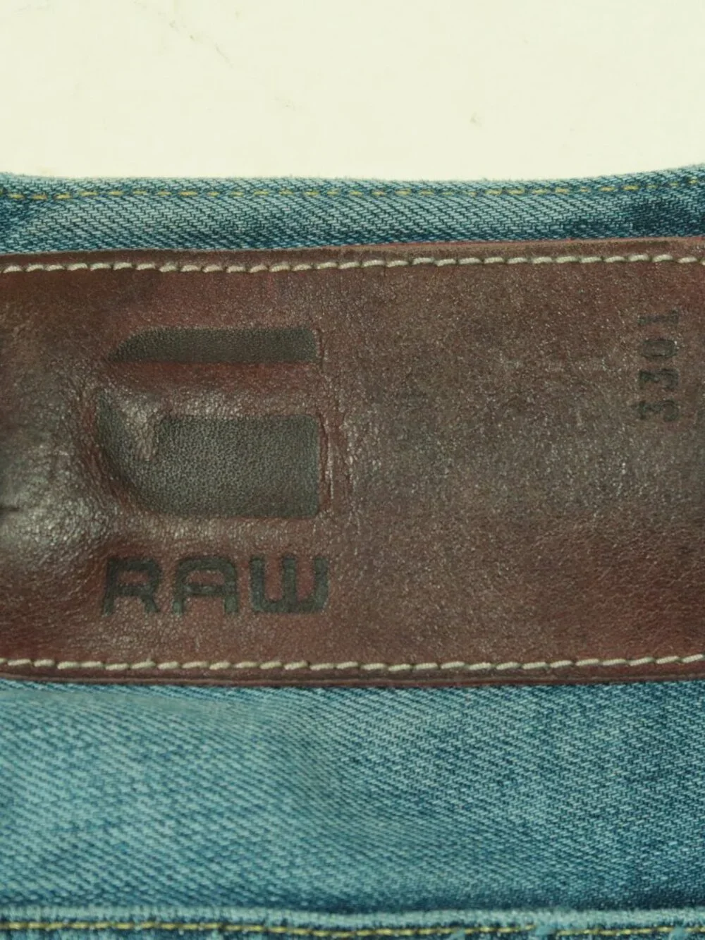 G Star Raw 3301 Straight Jeans Mens 31 Blue Distressed Denim